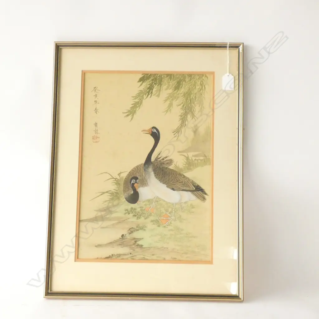 CHINESE GEESE PAINTING ON FABRIC 390 X 270MM Image 1++
