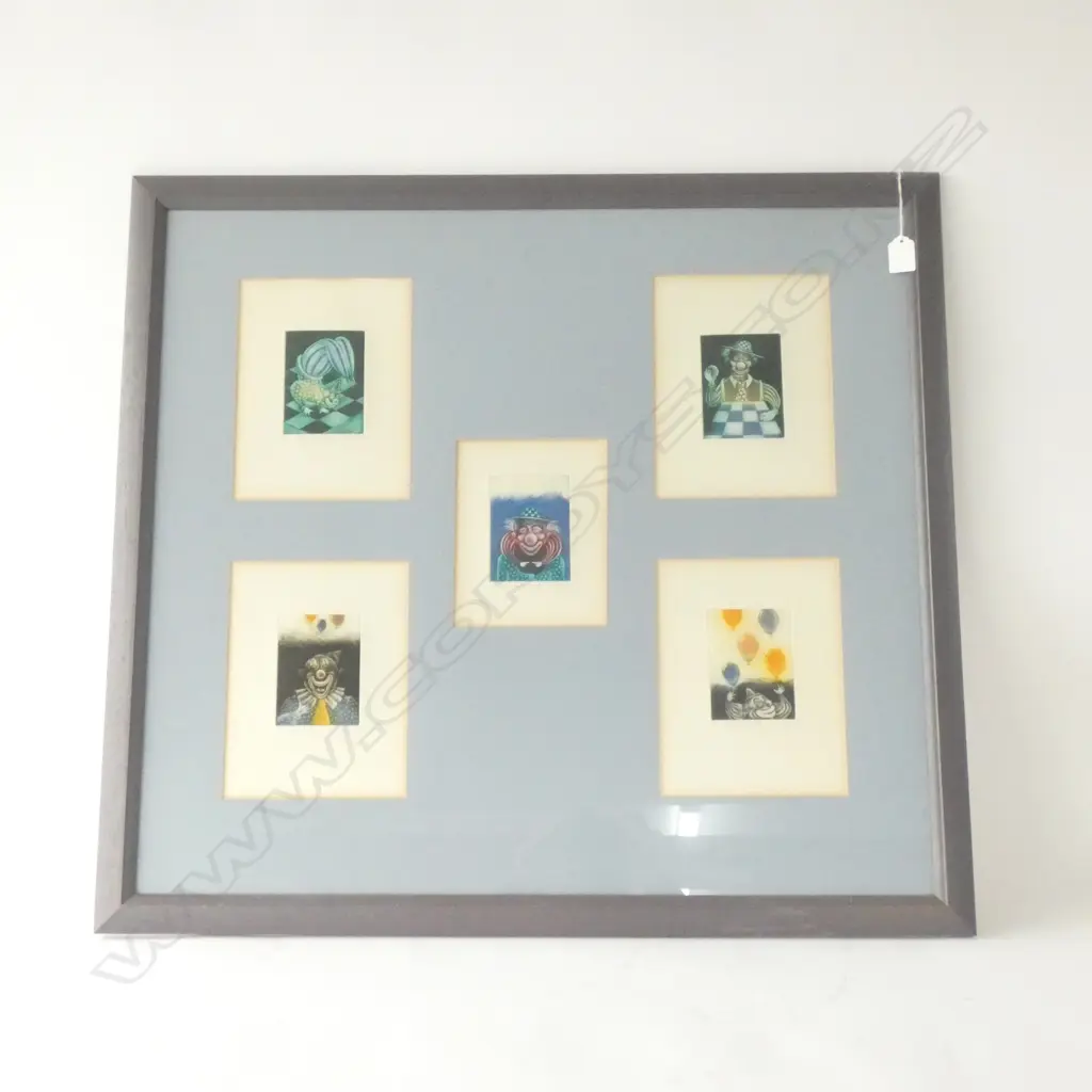 MERLE BISHOP 5 CLOWN PRINTS 710 X 775MM Image 1++