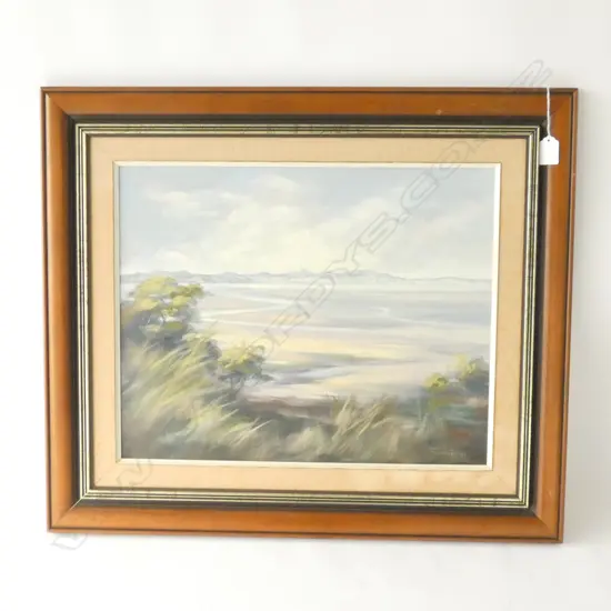 MARGO MOUNTAIN 'AUCKLAND HARBOUR FROM SHOAL BAY' OIL 390 X 490MM