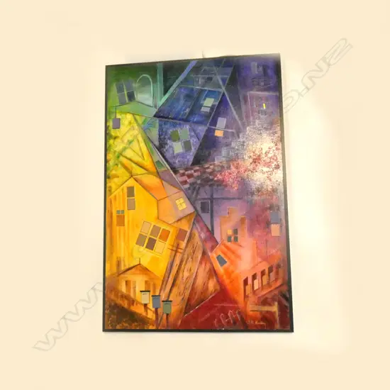 JUDY HARDING, ACRYLIC ON BOARD, 'HOUSE HUNTING', SIGNED, c.2005, 880 x 580mm