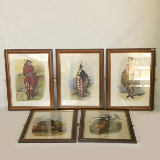 SET OF 5 PRINTS OF HIGHLAND SCOTTISH CLANS 300 X 420 MM