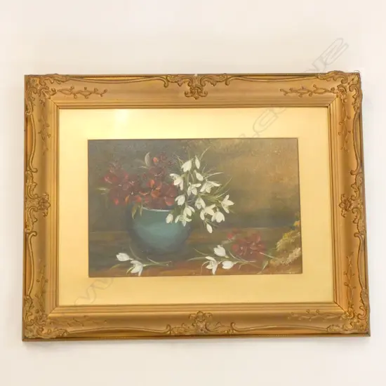 ANTIQUE FRAMED OIL STILL LIFE 250 X 350 MM