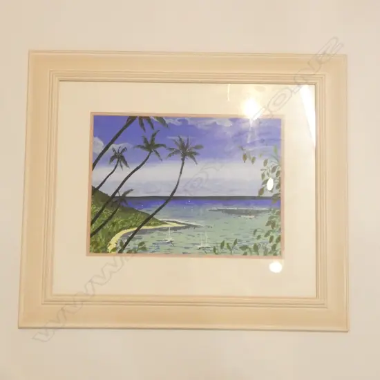 R. H. PELHAM TROPICAL OCEAN LANDSCAPE '93 GOUACHE 255 X 350MM 