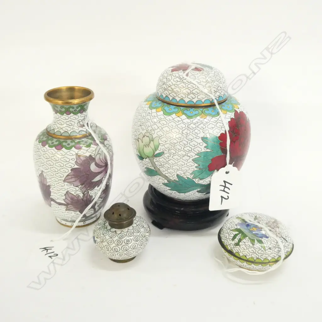 CLOISONNE GINGER JAR/VASE/SMALL LIDDED BOWL +CONDIMENT H 130 MM Image 1++