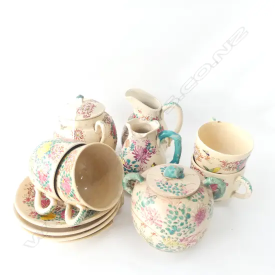 JAPANESE SATSUMA TEA SET SIGNED FAULTS