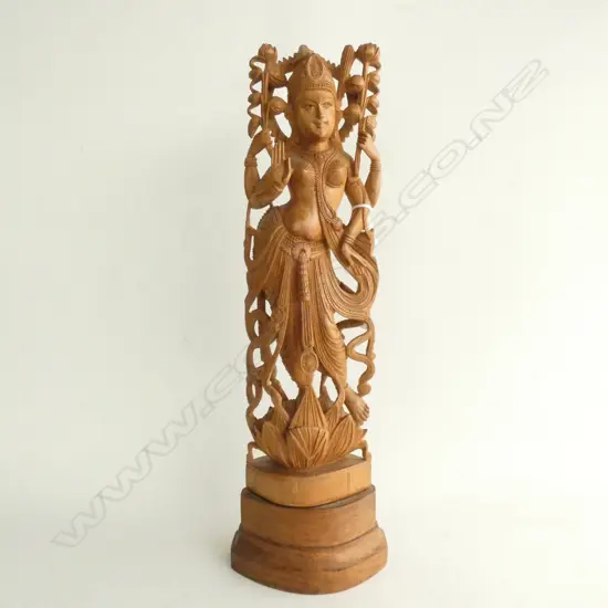 ANTIQUE SANDLEWOOD CARVING HINDU GODDESS H.370mm