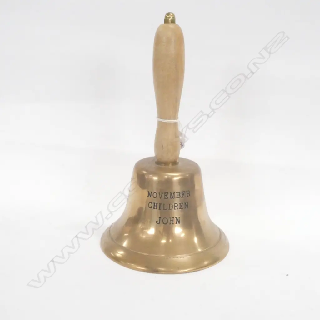 BRONZE SCHOOL BELL INSCRIPBED 'NOVEMBER CHILDREN JOHN' H.250mm Image 1++