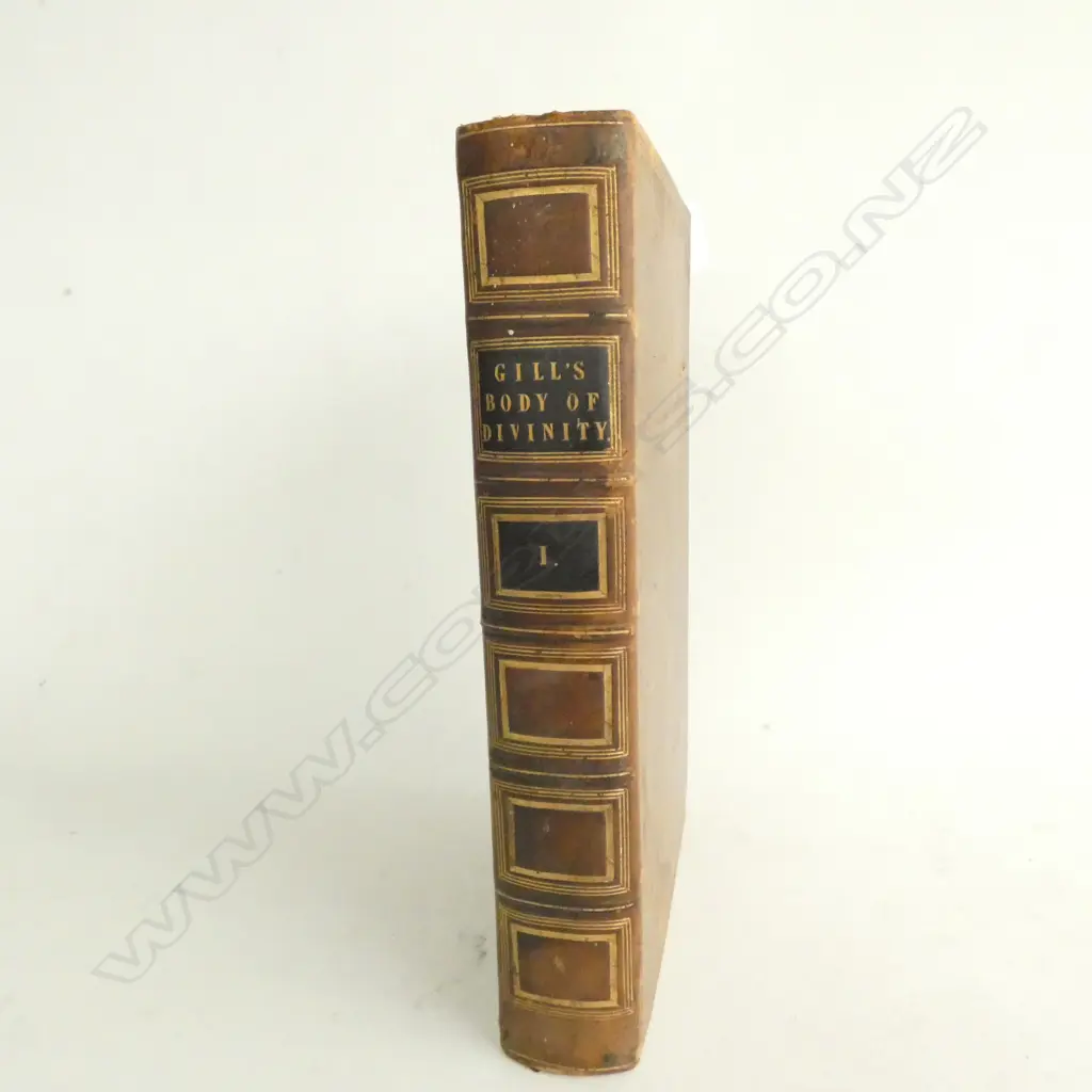 19thC LEATHER BOUND BOOK 'GILL'S BODY OF DIVINITY' VOL 1 Image 1++