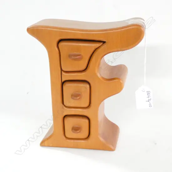 BRIAN CAMERON CARVED ANCIENT SWAMP KAURI ALPHABET JEWELRY BOX “F" H.120mm