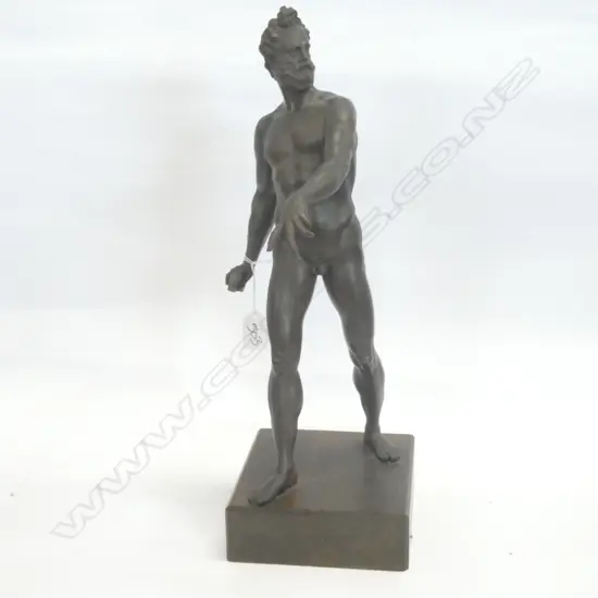 BRONZED NUDE MALE FIGURE H. 440MM