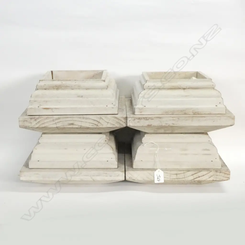 4 WHITE PAINTED FENCE TOP POSTS 275MM SQ Image 1++