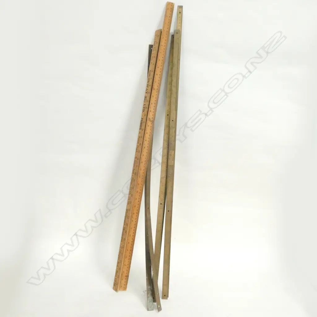 9 BRASS + 2 WOODEN OLD RULERS 3 FOOT LONG Image 1++