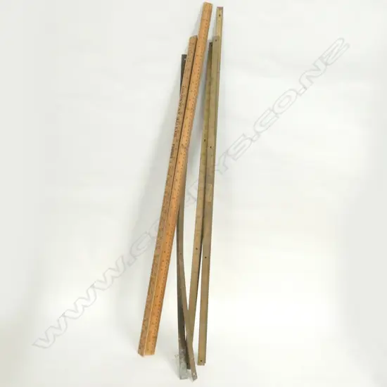 9 BRASS + 2 WOODEN OLD RULERS 3 FOOT LONG