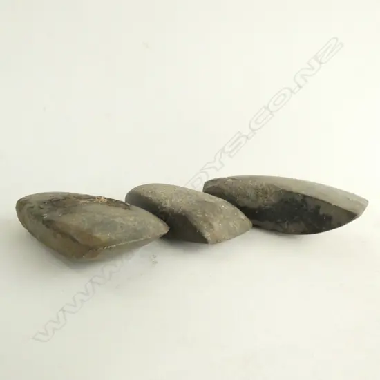 3 OLD PACIFIC STONE ADZES