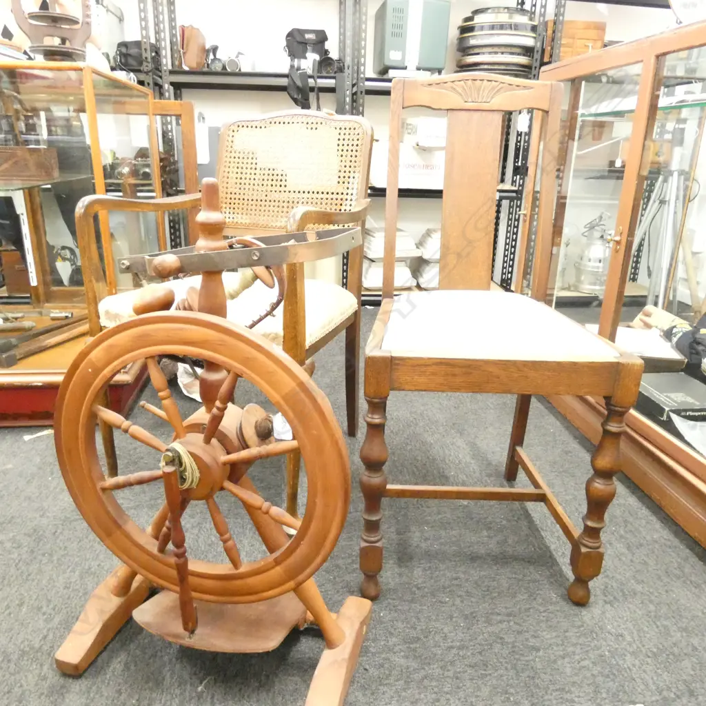 SPINNING WHEEL AND TWO CHAIRS Image 1++