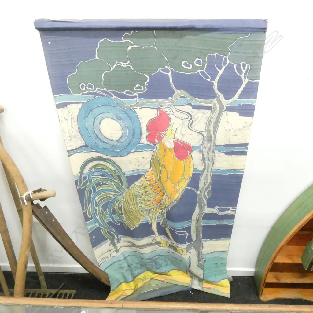 LARGE BATIK HANGING OF A ROOSTER H 1740 MM Image 1++