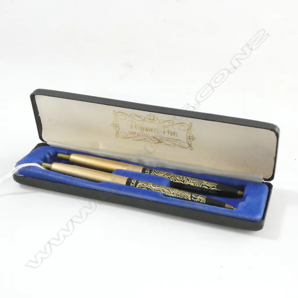 PENS, PERFUMED, 2 IN ORIGINAL BOX, 14K GOLD FILIGREE VERSION Image 1++