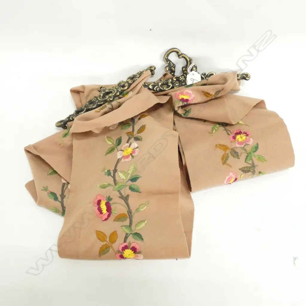 VINTAGE BEADED BELL PULL METAL FITTINGS Image 1++