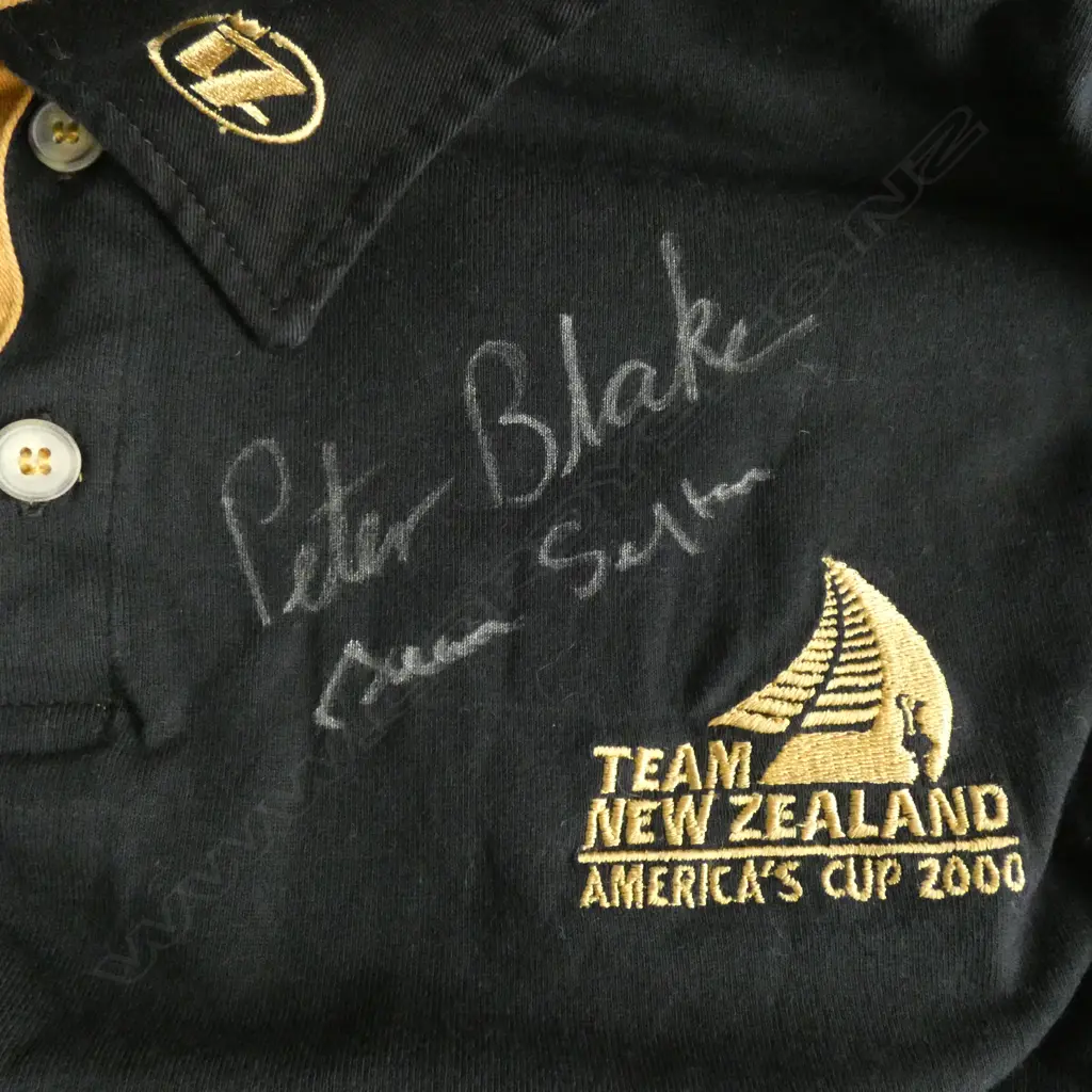 TEAM NZ AMERICAS CUP PETER BLAKE SIGNED POLO Image 1++
