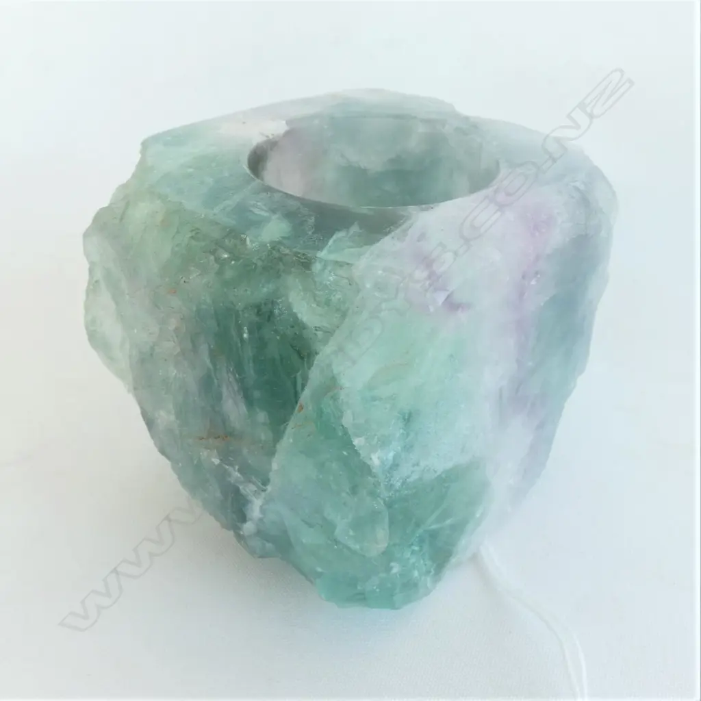 GREEN QUARTZ CRYSTAL VASE OR PEN HOLDER H. 75MM Image 1++