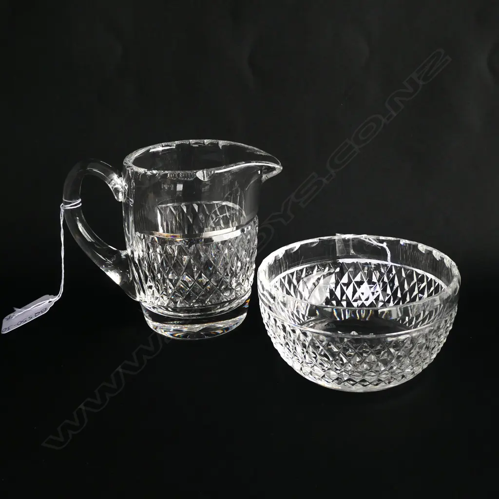 WATERFORD CRYSTAL MILK JUG (H. 100MM) & OPEN SUGAR BOWL (DIA. 100MM) Image 1++
