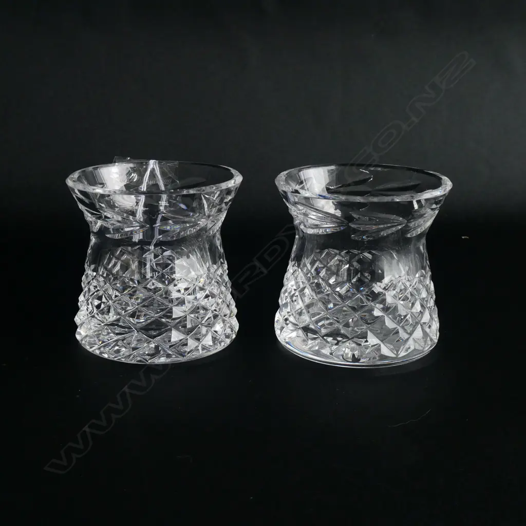 PAIR SM. WATERFORD CRYSTAL VASES. H. 60MM DIA. 60MM Image 1++