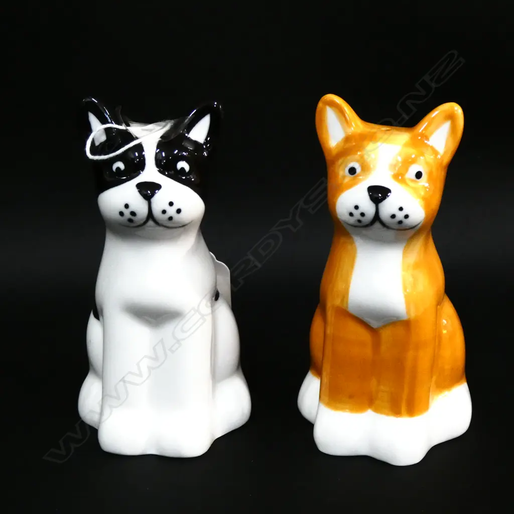 PR OF MODERN FRENCH PORCELAIN SALT AND PAPER CAT & DOG  Image 1++