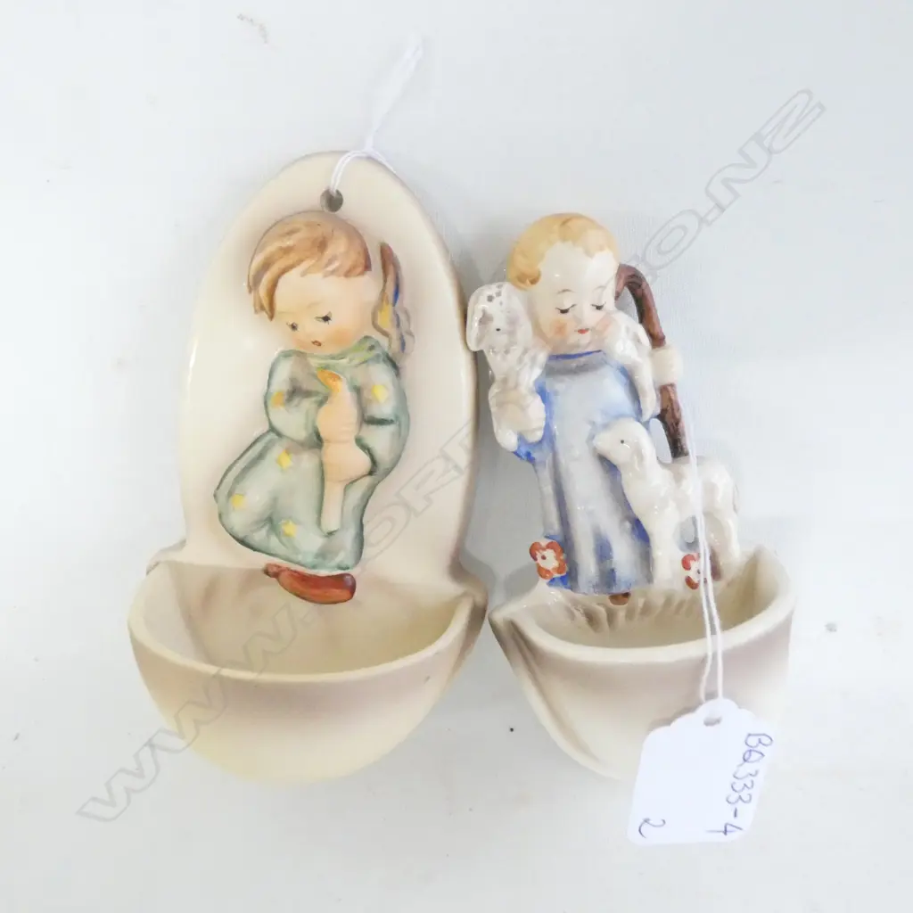 TWO GOEBEL HUMMEL WATER FONTS; GOOD SHEPHERD #35 &  HEAVENLY ANGEL #207 Image 1++