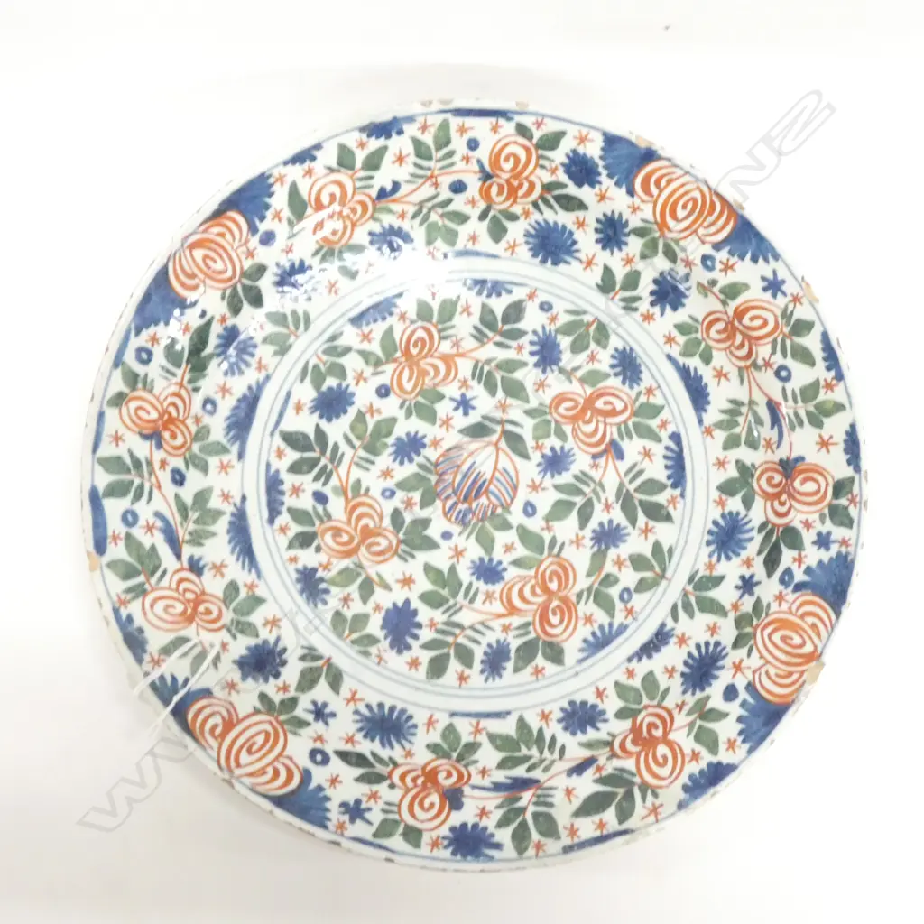 18 / 19thC DUTCH TIN GLAZE PLATE 345MM DIA AF Image 1++