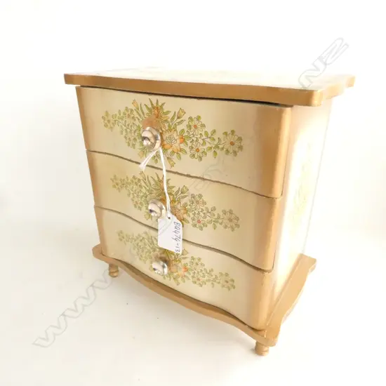 VINTAGE JAPANESE 3 DRAWER JEWELRY BOX H.230mm