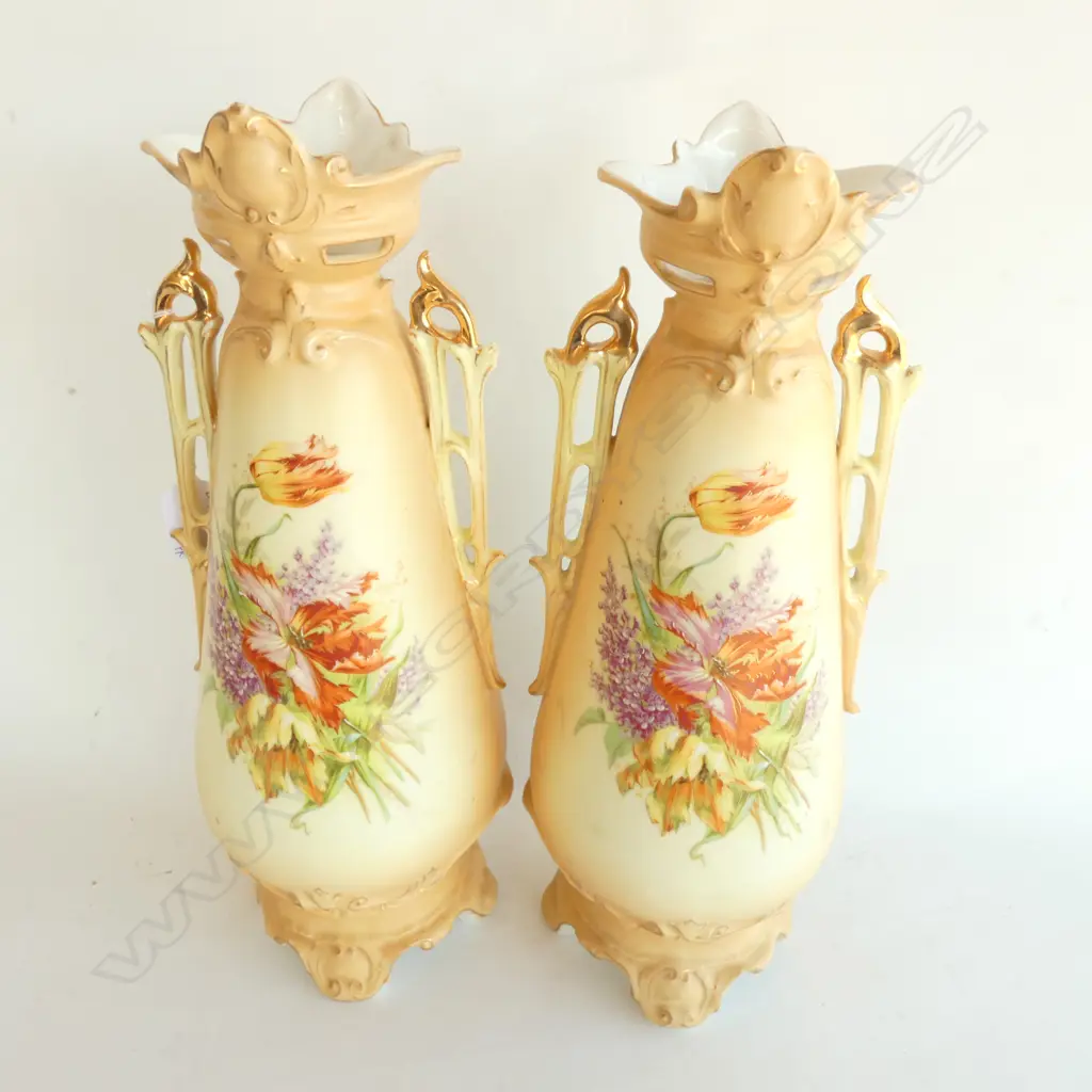 PAIR  GB & CO AUSTRIAN VASES, C1920. H. 370MM Image 1++