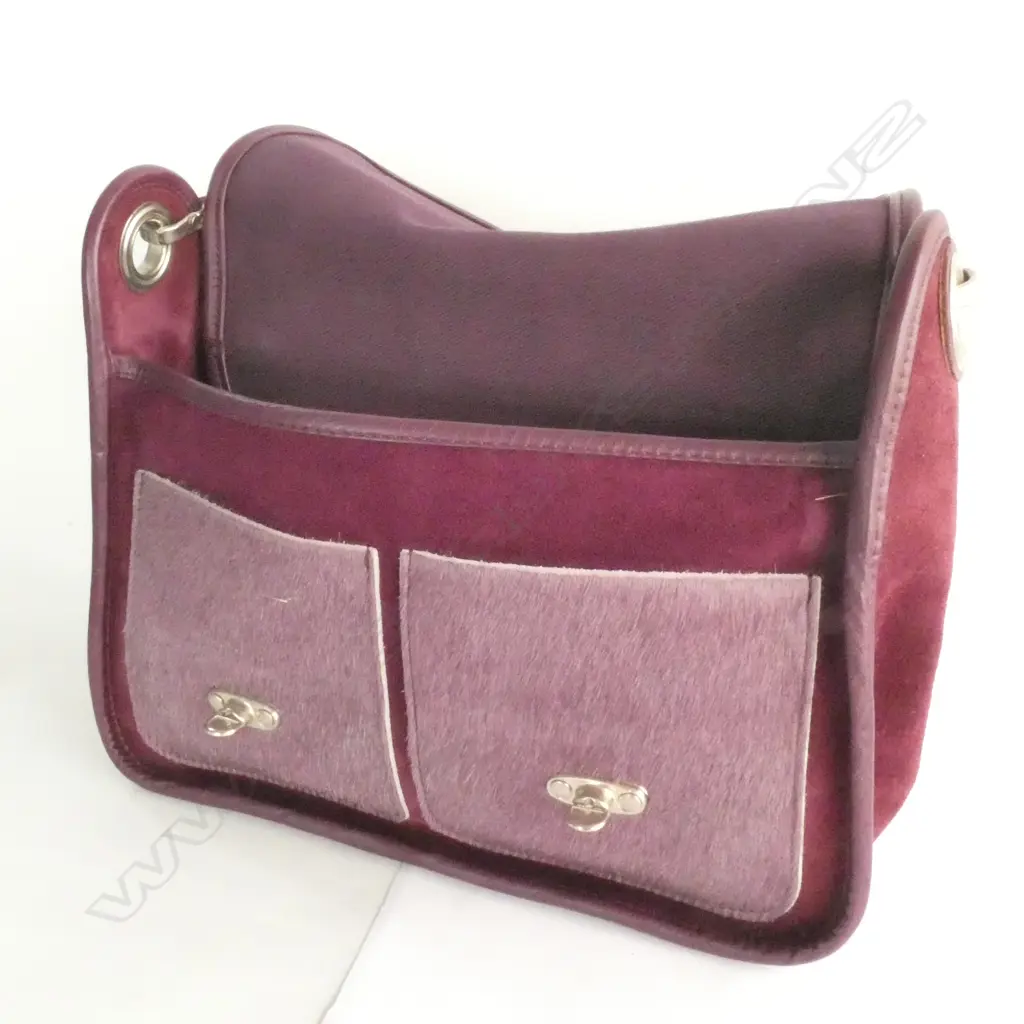 FRENCH LOUISON PARIS PURLE SUEDE HANDBAG L. 300MM Image 1++