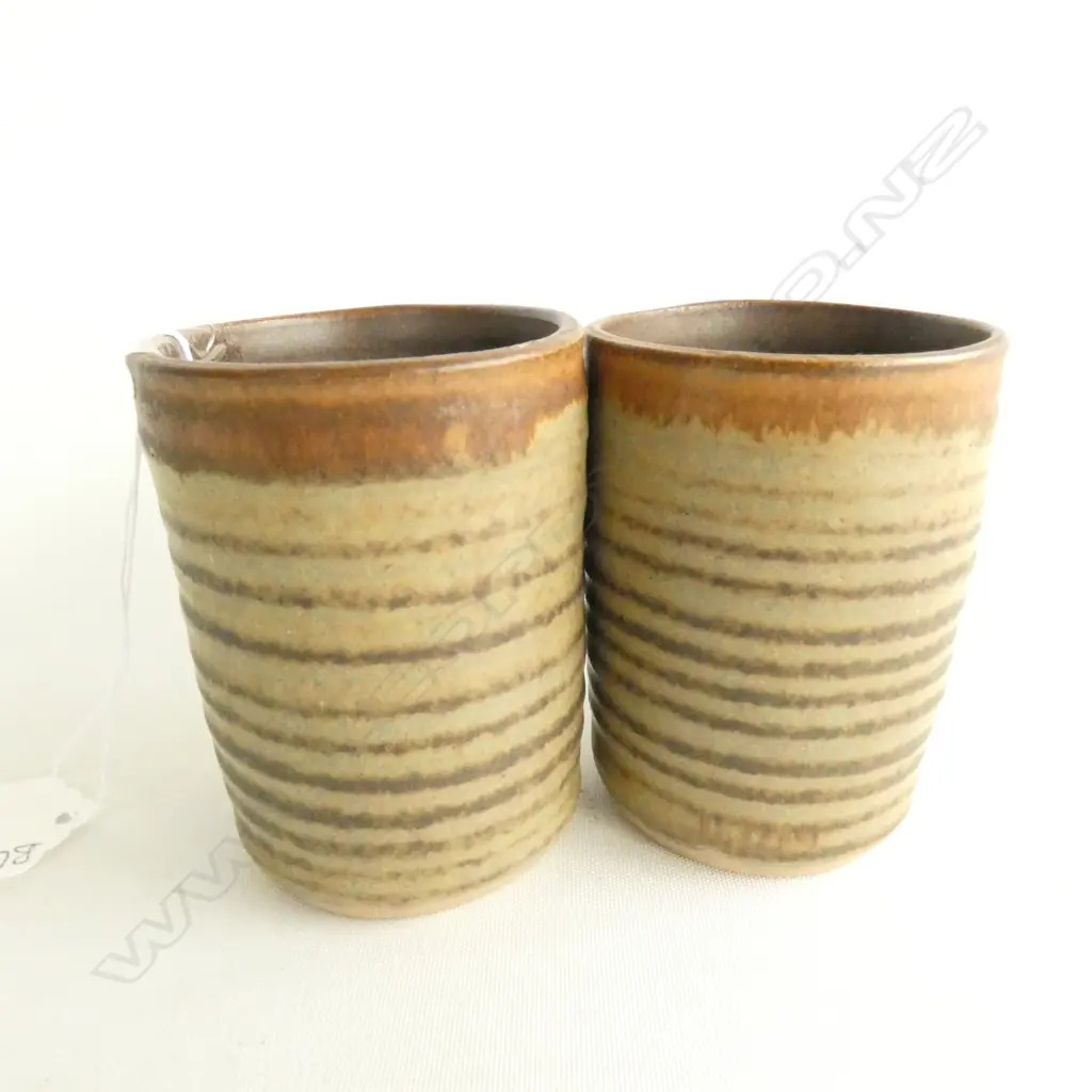 TWO POTTERY BEAKERS Image 1++