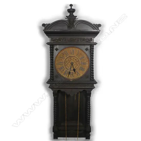 A late Victorian ebonised oak large wall clock