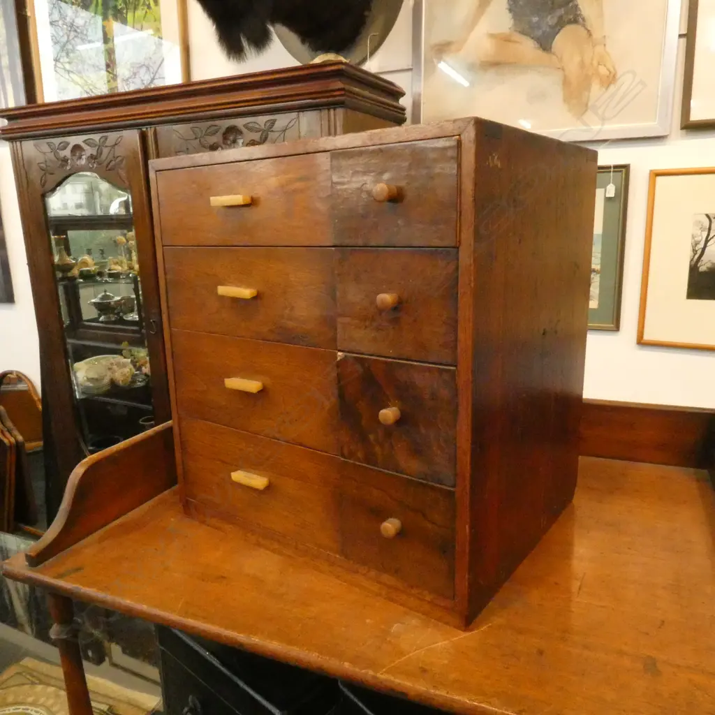 VINTAGE JAPANESE SMALL TANSU / COLLECTORS CHEST 8 DRAWERS H 330 MM Image 1++