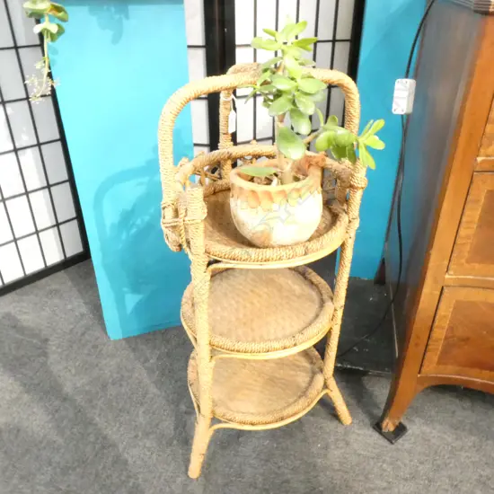 3 TIER WOVEN PLANT STAND H. 700MM