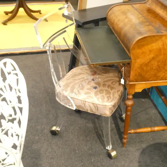 CONTEMPORARY CLEAR ACRYLIC CHAIR AF WOBBLY STAINED