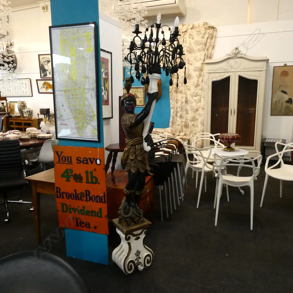 PR TALL BLACKAMOOR FIGURED CANDLEABRA LAMPS Image 1++