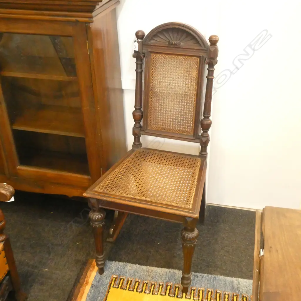 JACOBEAN STYLE OAK & CANE CHAIR  Image 1++