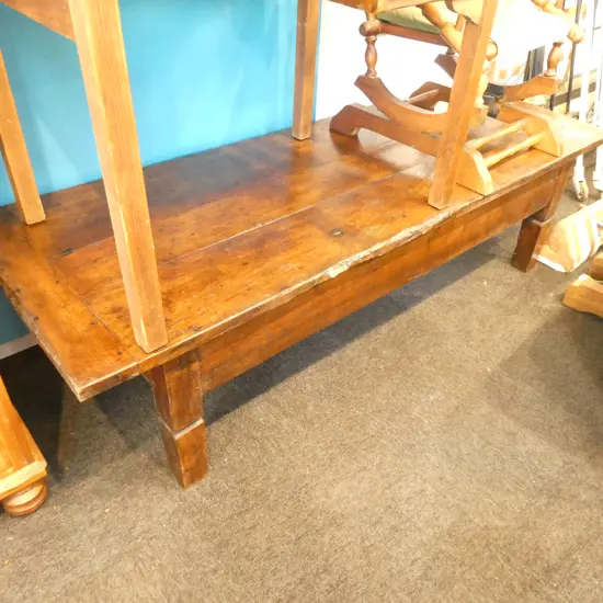 DO NOT SELL RETURN TO VENDOR COUNTRY-STYLE PLANK TOP LONG LOW TABLE