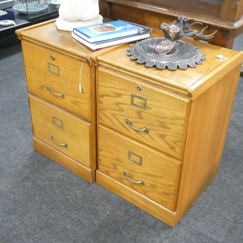 PAIR OF MODERN OAK FILING CABINETS 480 x 470 x 720mm Image 1++