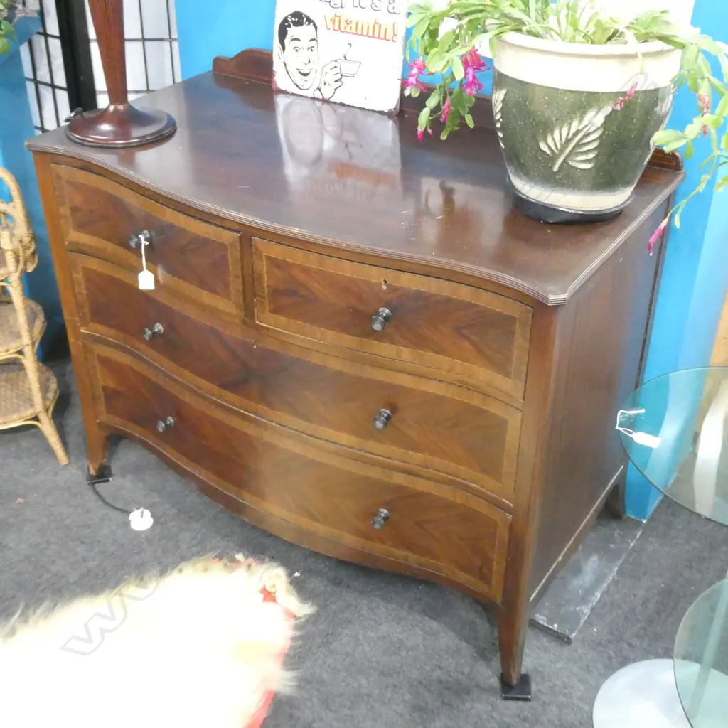 INLAY BOW FRONT CHEST H. 830MM W. 1040MM  Image 1++