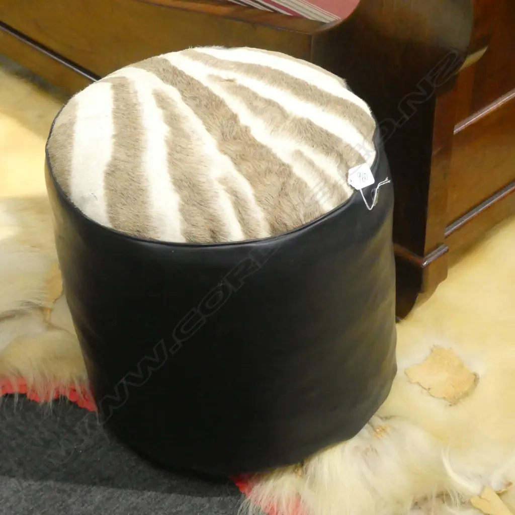 ZEBRA HIDE TOPPED FOOT STOOL H400MM  Image 1++