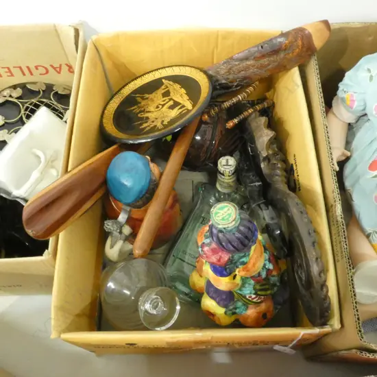 BOX LOT BOTTLES & SEA THEMED ITEMS