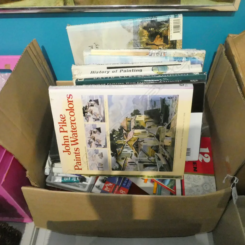 BOX LOT BOOKS ART INTEREST + ARTISTS OILS ETC Image 1++