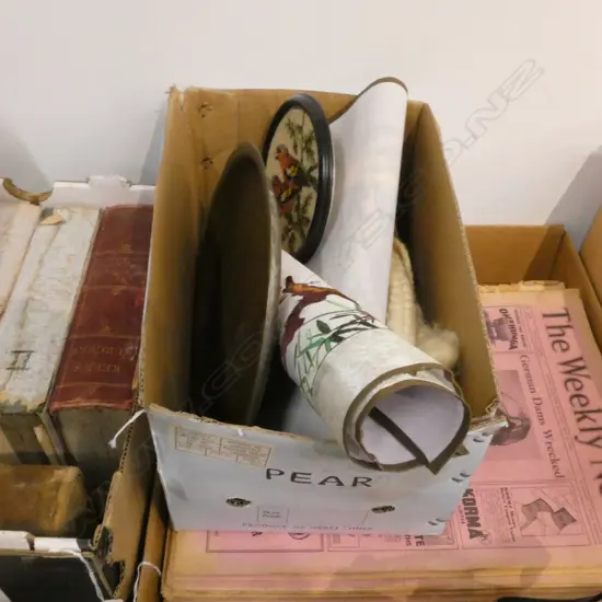 BOX LOT ASST ORIENTAL PCES TRAY ETC