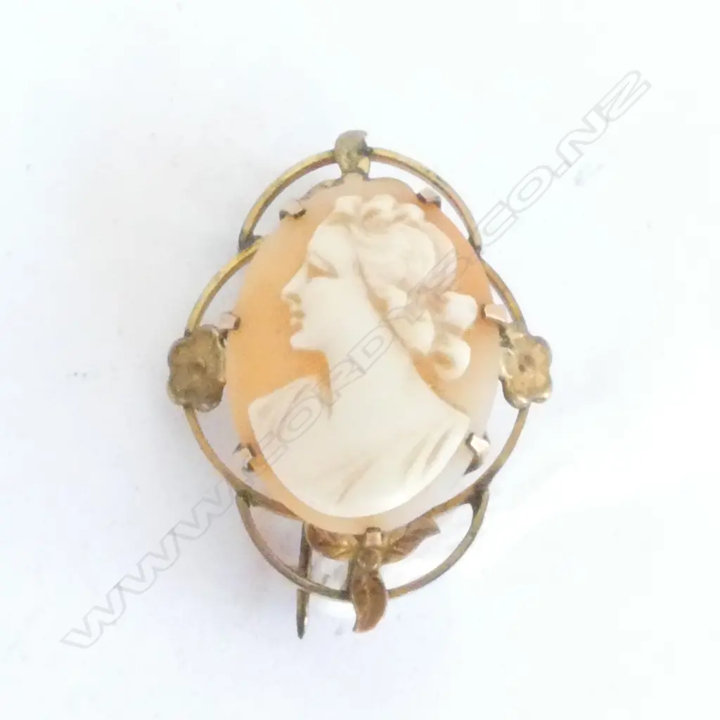 CAMEO BROOCH SET IN GOLD PLATE H. 30MM Image 1++