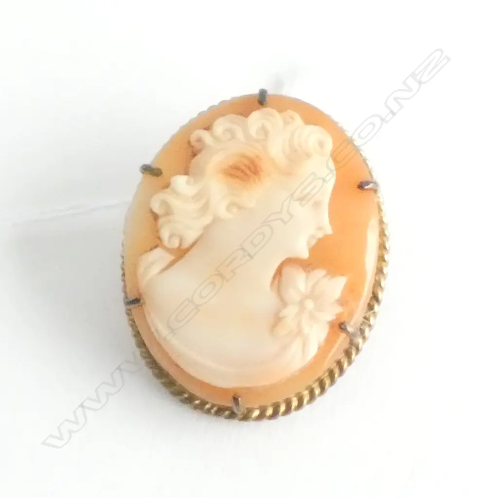 CAMEO BROOCH, GOLD PLATED SETTING L. 30MM Image 1++