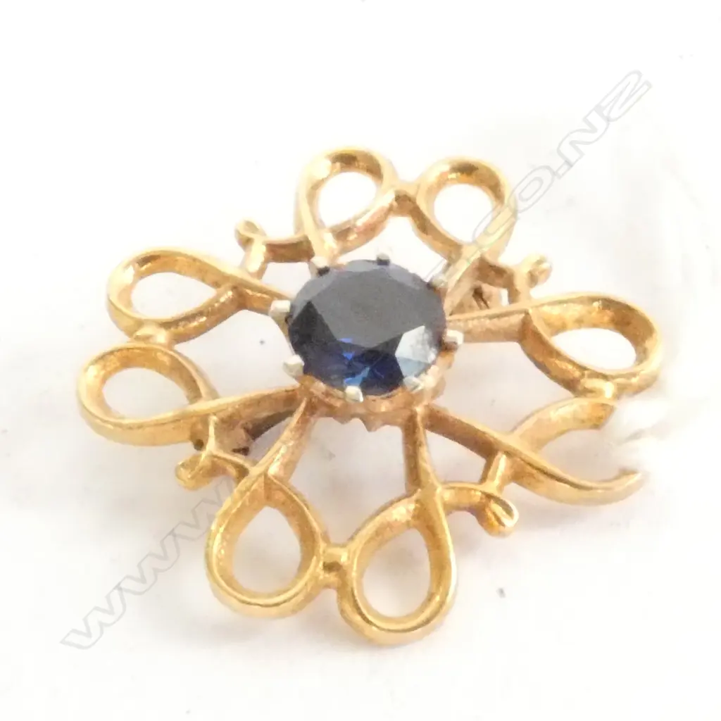 PENDANT 9ct WITH BLUE STONE CENTRE Image 1++