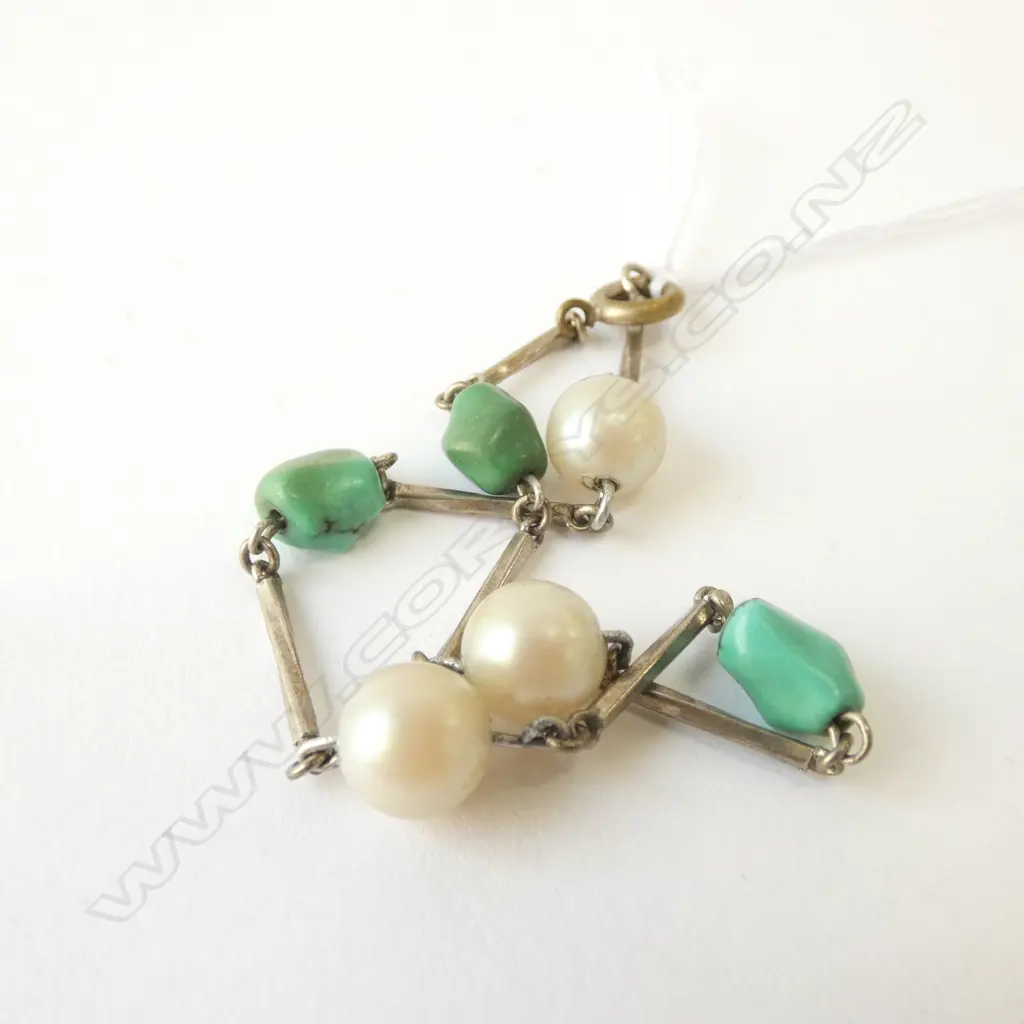 TURQUOISE AND PEARL BRACELET Image 1++